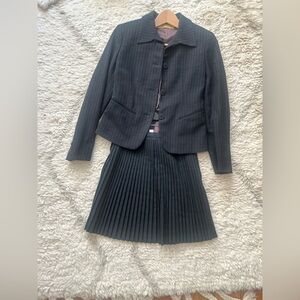 Donna Karan Charcoal Pinstripe Blazer and Skirt Set